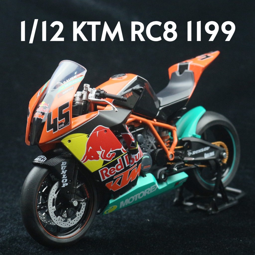1/12 Ktm Rc8 1199 Racing Motorcycle Toy Model Automaxx Diecast Metal Vehicle Miniature 1:12