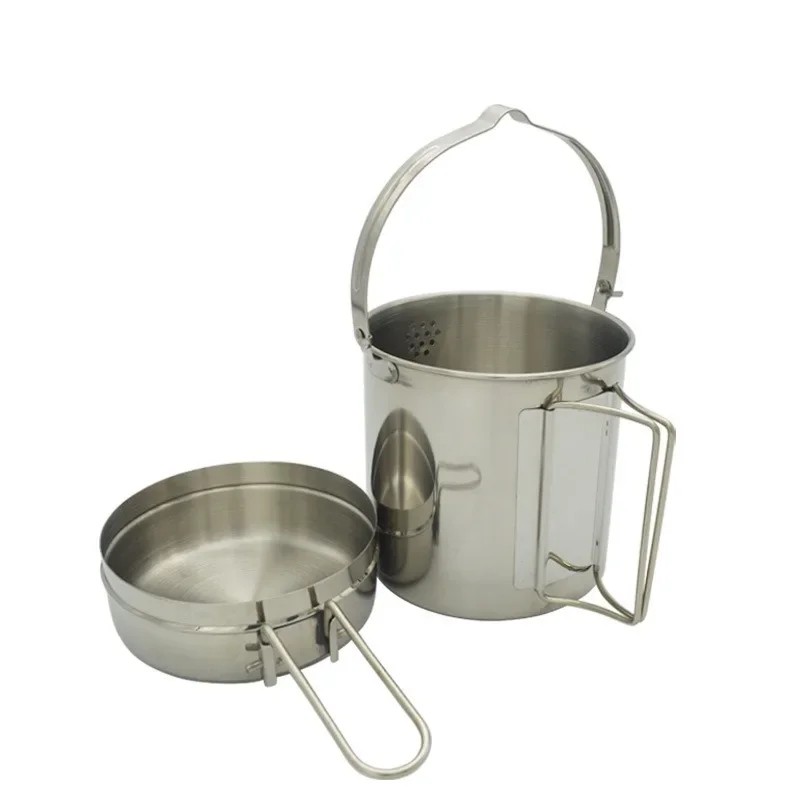 Outdoor Supplies 304 Stainless Steel Portable Camping Cookware, Cooking Pot, Outdoor Cookware, Backp