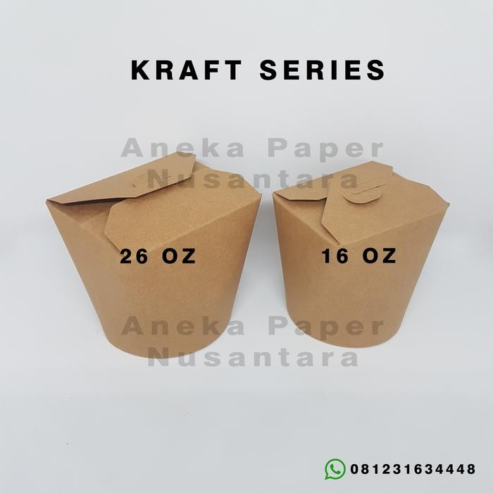 Pawongenz Kraft Paper Bowl Pail / Food Pail / Noodle Box - 26 Oz (780 Ml)