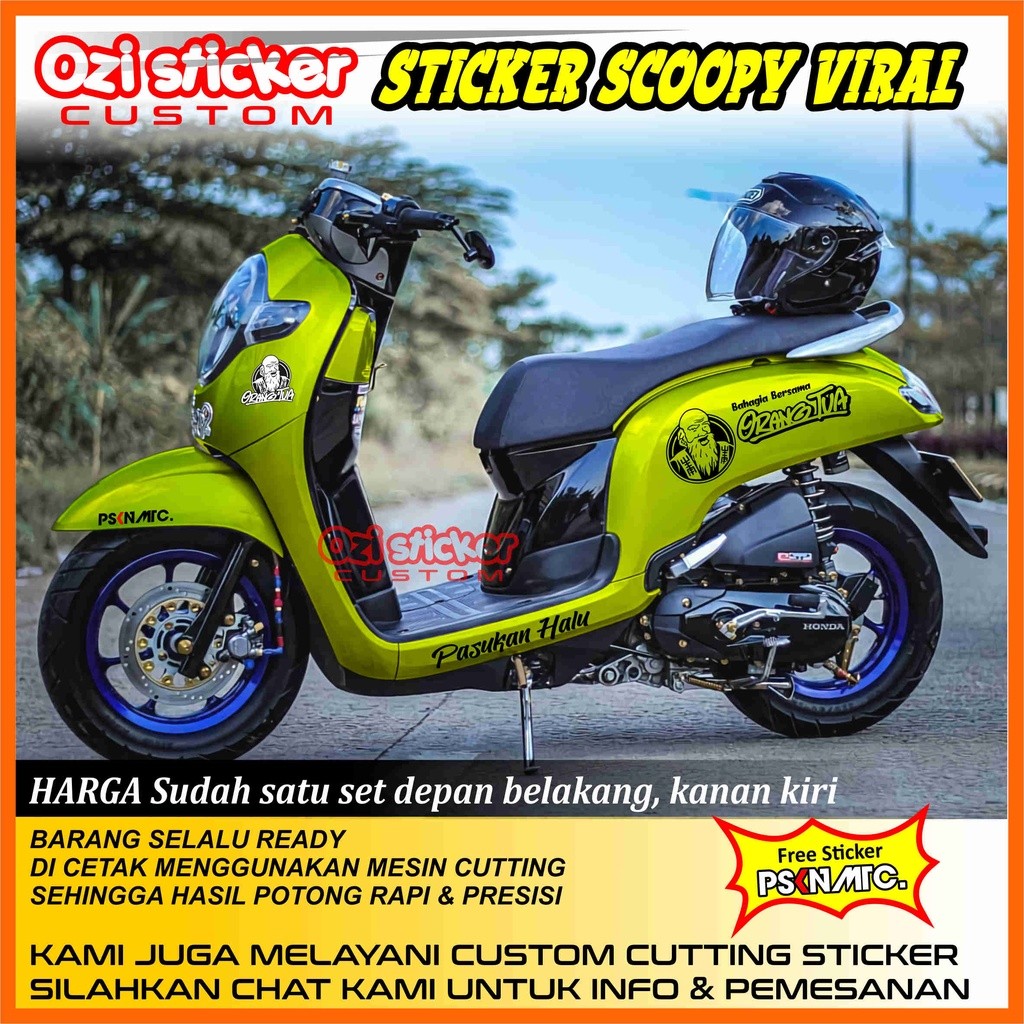 STICKER SCOOPY ORANG TUA, STRIPING SCOOPY ORANG TUA, STICKER ORANG TUA, CUTTING STICKER ORANG TUA