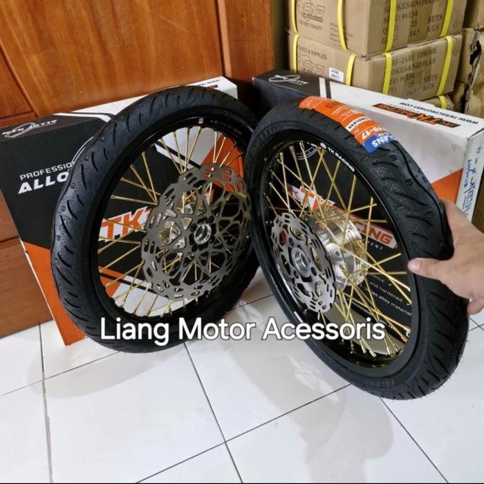 (Suzuki Satria FU 150 Series) Sepaket Velg TK Racing Ring 17 Tromol Set Jari2 Plus Ban Maxxis, Bonus