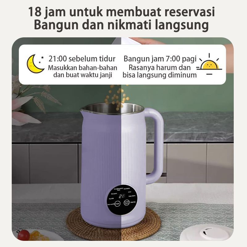 Keeone Mesin Susu Kedelai 6 in 1 1000ML Blender Jus 10 Pisau Mesin Kacang Pemecah Kedelai Blender