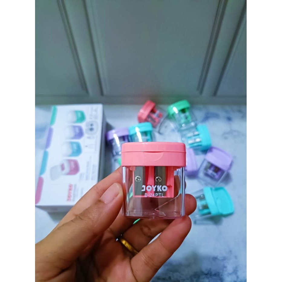 

ID ENCER 3 / 6 PCS RAUTAN 2 LUBANG WARNA PASTEL JOYKO B-24PTL SHARPENER 2 IN 1 JOYKO SERUTAN PENSIL