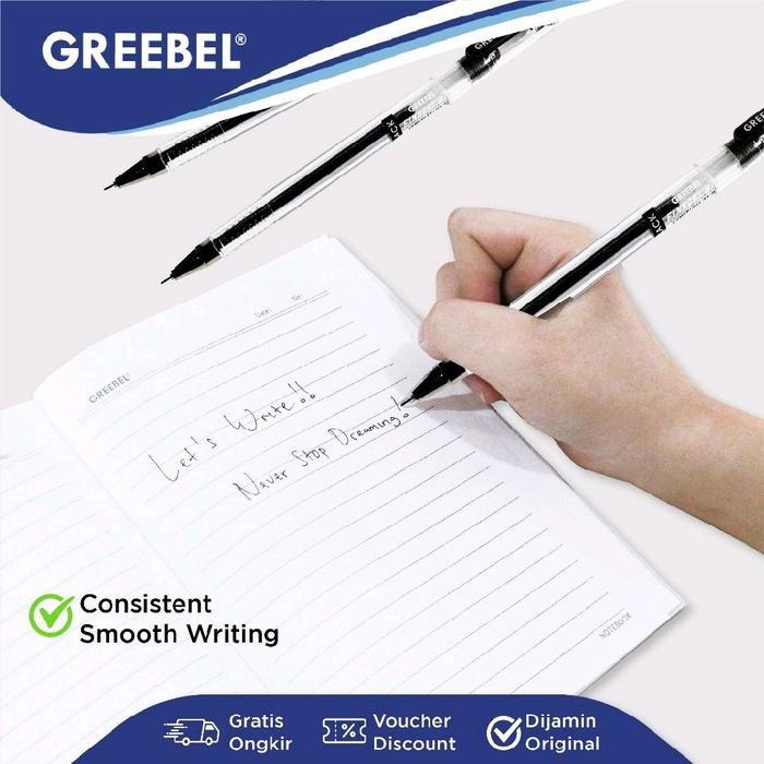 

ID GREEBEL PULPEN GEL / GEL PEN FINE GEL 0.5 BLACK 12 PCS / BALLPEN GEL / GREEBEL BALLPOINT FINE GEL