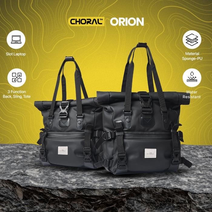 ORIGINAL Choral on Totebag Slingbag Backpack Messengerbag Tas Mutifungsi 4 in 1 Tas Pria Tas
