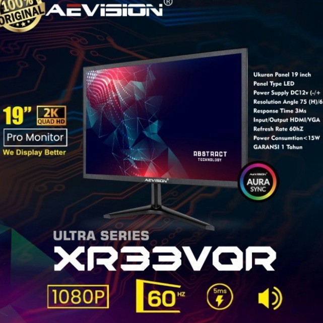 Monitor Aevision For Pc Cctv 19 Inch Hdmi Vga+Speaker