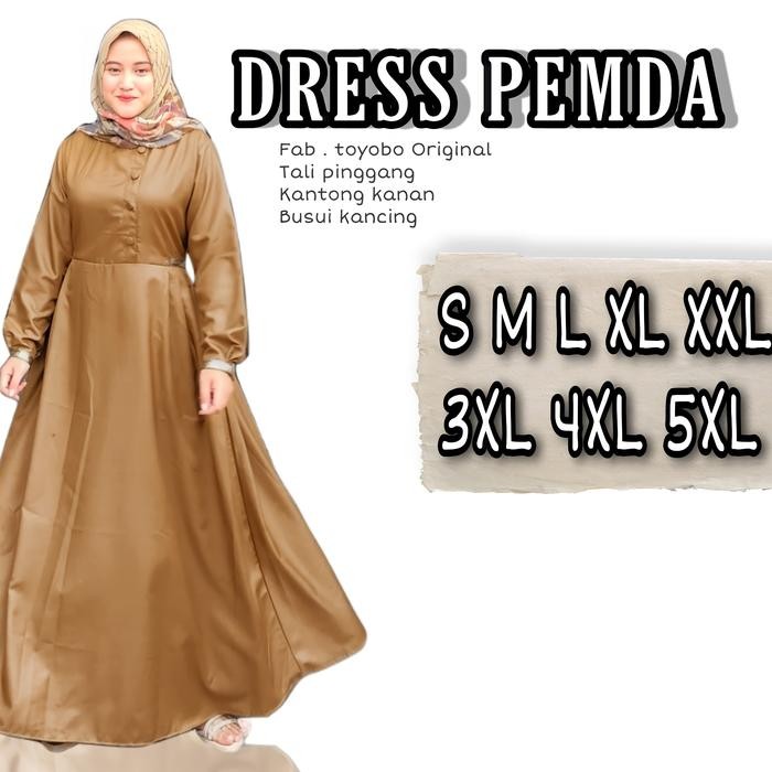 ASLI GAMIS PEMDA KHAKI PNS WANITA BUMIL JUMBO READY STOCK