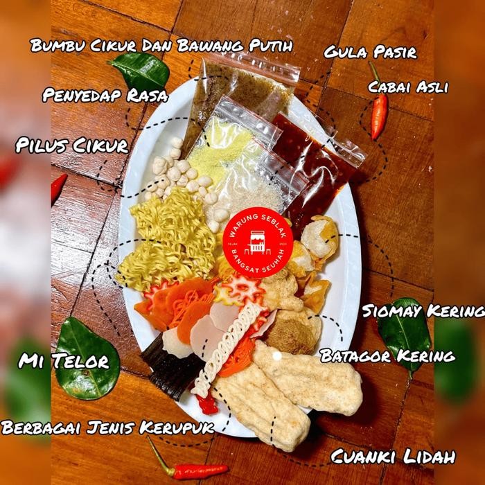 

PAKET BUNDLING 3 PRODUK (SEBLAK KEMASAN PREMIUM,SEBLAK KERING,MAKARONI BANTET) MAKANAN PEDAS