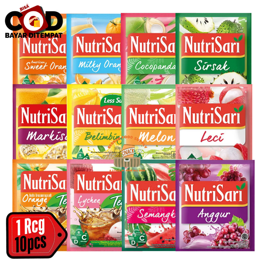 

[ BERKAH ] Nutrisari Renceng Isi 10 Sweet Manggo Lychee Cocopandan Jeruk Manis Orange Tea Belimbing Lychea Tea Semangka Markisa Sirsak Melon Anggur Milky Orange Sweet Guava Sweet Orange Minuman Serbuk Instan Halal