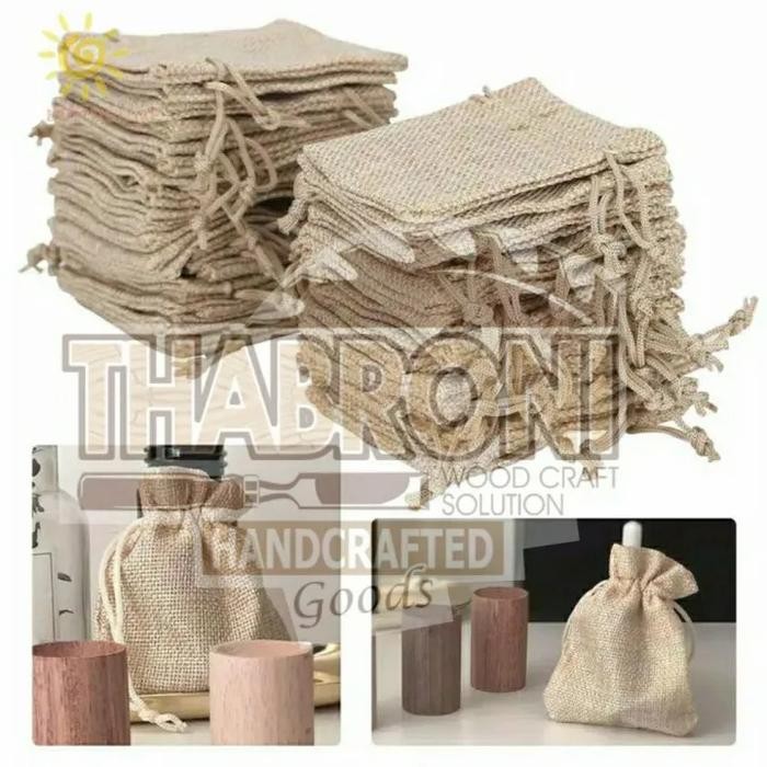 TERBATAS BURLAP POUCH GONI SIZE 7x9 KANJUT KUNDANG KANTONG KOIN RAMI RUSTIC