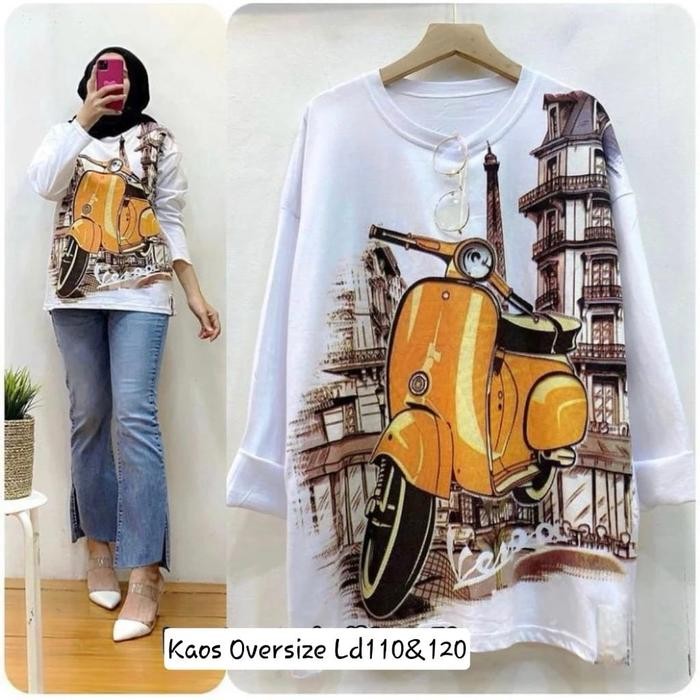 Elhijab- Atasan Oversize Vesfa Kaos Wanita Tshirt Kekinian Lengan Panjang Hijab Muslimah Masa