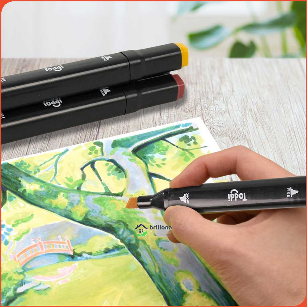 

Toddi Spidol Dual Side Fine Art Marker Brush Double Tip 1.0mm 6.0mm - CY-006