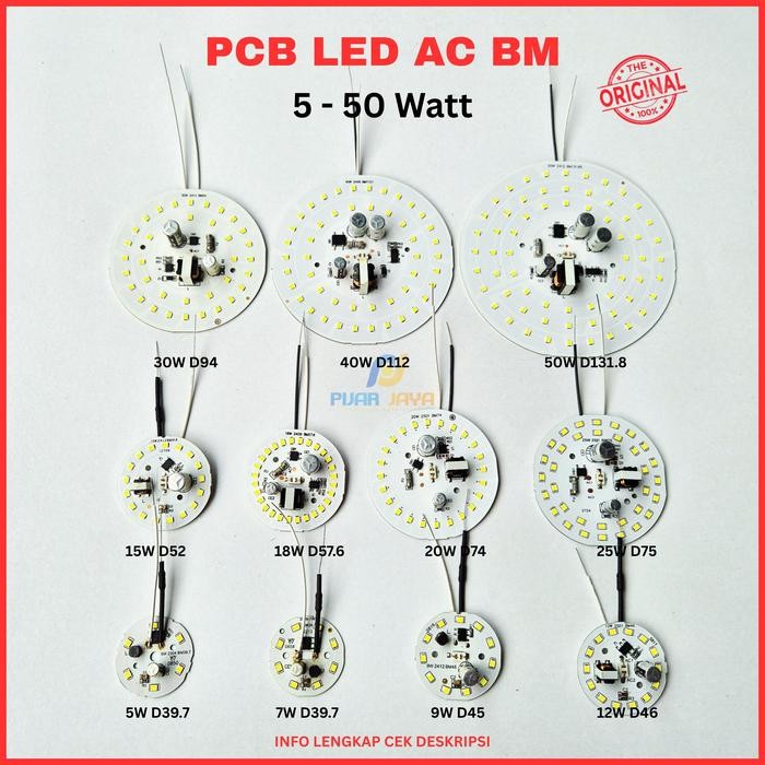 PCB Led AC BM Watt Lengkap 5 7 9 12 15 18 20 25 30 40 50 Watt Mesin Modul Driver Mata Lampu LED *