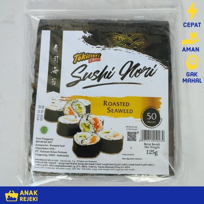 

PastikanDikirimLgsg- Tokinori Sushi Nori 50 lembar - Roasted Seaweed Rumput Laut 50s