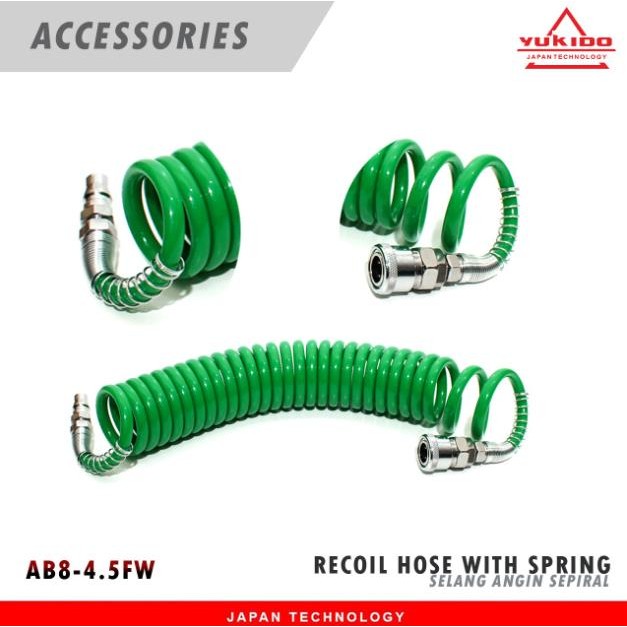 TERLARIS YUKIDO SELANG RECOIL HOSE / SELANG SPIRAL ANGIN KOMPRESOR SALE