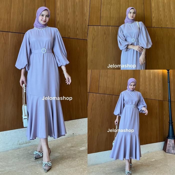 Zahra- Rebecca Dress Shakila Premium Long Dress Lengan Balon Muslim Wanita Gamis Remaja