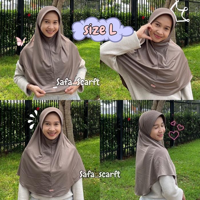 Hijmoda- Bergo Sport Size L Hijab Instant Pet Besar Hijab Sport Menutup Dada Bergo Sport Ukuran