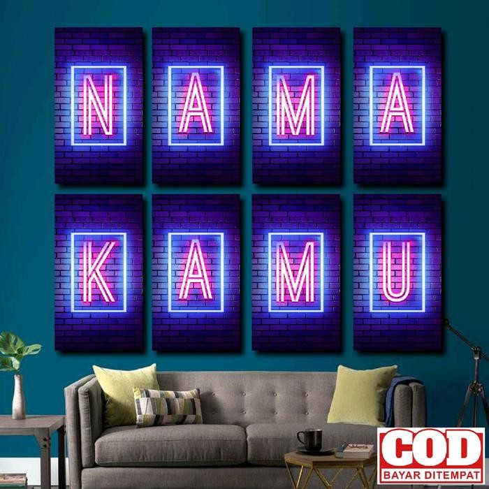 New Pajangan Kamar Huruf Alfabet Neon Abjad Nama Aesthetic / Hiasan Dinding Cowok Cewek / Poster