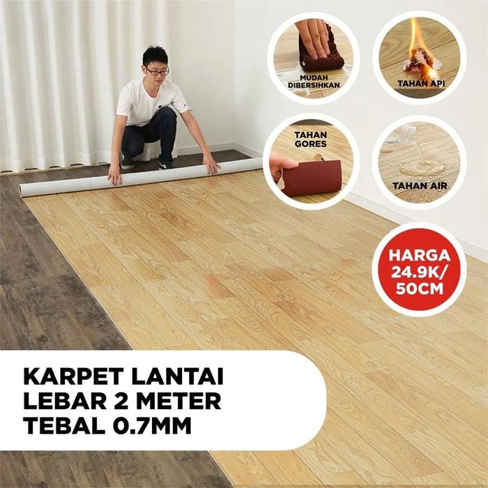 Dekorqt- Karpet Lantai Tebal Kualitas Terbaik Premium Lebar 2 Meter Anti Air Anti Panas Tahan