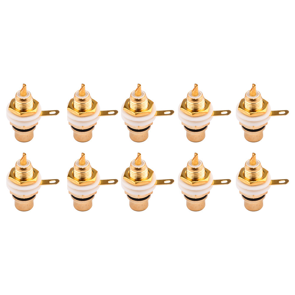 Audio Terminal Jack Panel Mount RCA Lotus Head Welding Female Socket Connector Gold Plated Lotus Hea