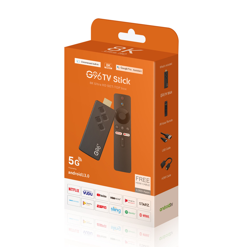 Global Version Android 13.0 8k smart TV Stick IATV Voice Control Dual 2.5G5G Wifi Multi Language 2GB