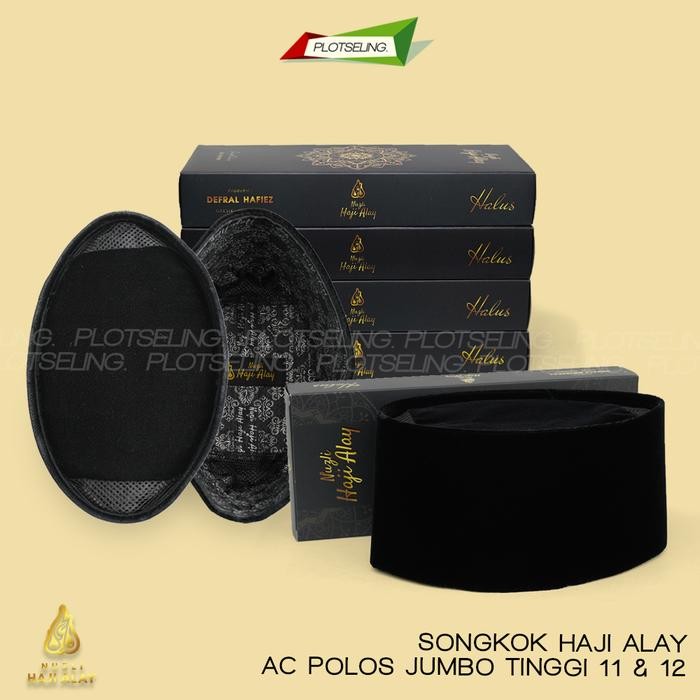 Gharim- Songkok H. Alay Jumbo Hitam Ac Tinggi 11 Dan 12 Anak-Dewasa Nomor 3-9
