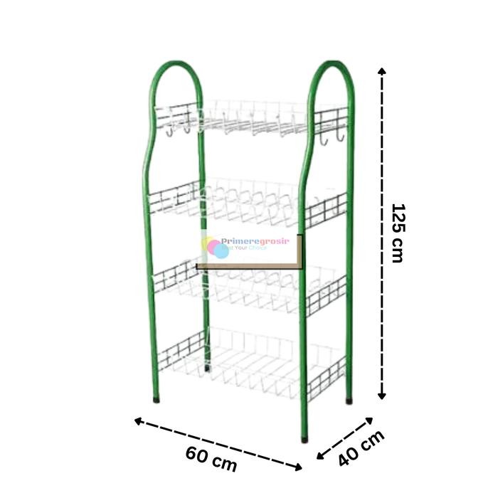 Rak Piring Wastafel Stainless 4 Susun Jumbo / Rak Dapur Serbaguna