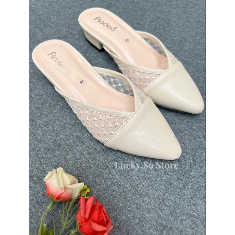 FLADEO Sandal Wanita Brukat Hak 3cm Party Shoes