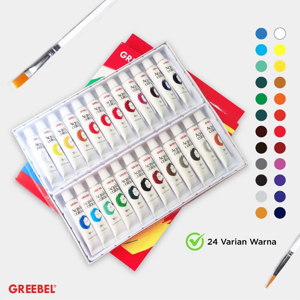 

EBEL Acrylic Paint 10Ml / Acrylic Paint 24 Warna / Cat Lukis / EBEL Acrylic Paint 24X10 Ml