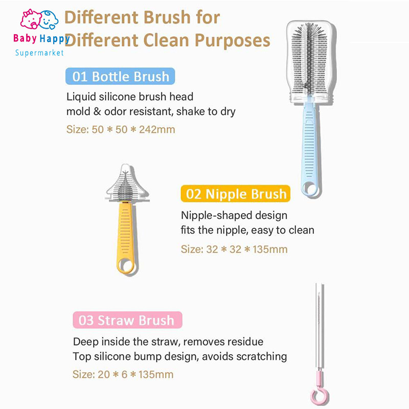 KAPAL 24 JAM 6in1 Yotime Home Travel Baby Set Sikat Botol Silikon Rak Drainase Multifungsi