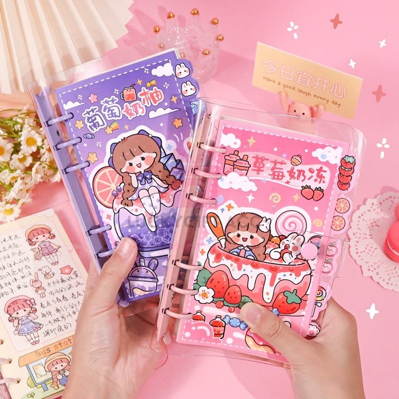 

Buku Binder AKI A6 Aesthetic / Ring book Diary Matematika Tulis Motif Cute Girl Aki