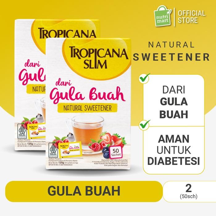 

Twin Pack - Tropicana Slim Gula Buah 50 Sachet - Pemanis Alami