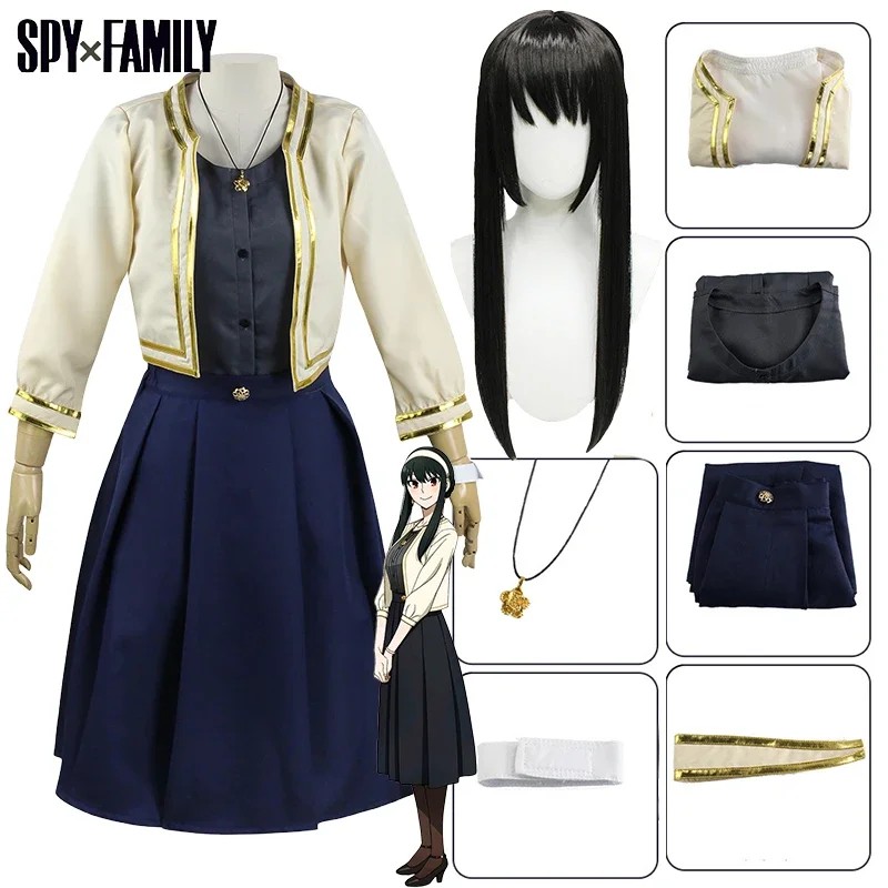 Yor Forger Cosplay Dress Anime Forger Yor Cosplay Costume Wig Dress Yor Briar Earring Long Hair