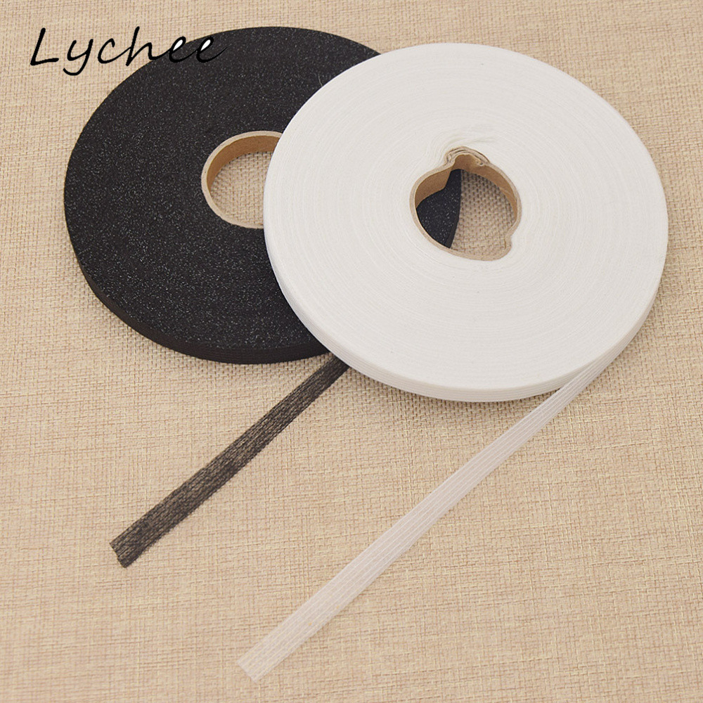 

Lychee 100M Black White Non-Woven Interlinings Iron On Single-Sided Adhesive Tape Fabric Garment