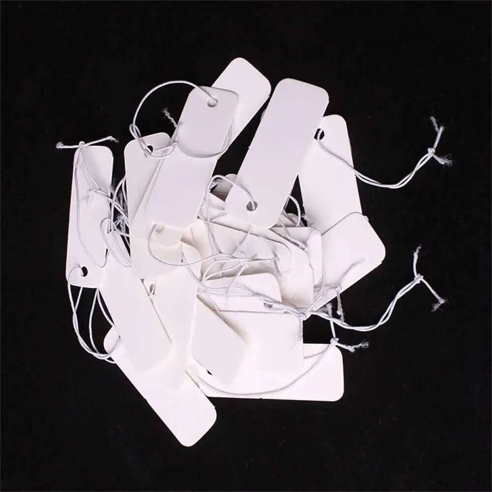 

Paper Price Cards String Cord Price Tags White Blank Label Jewelry Display Card Package Hang Tag