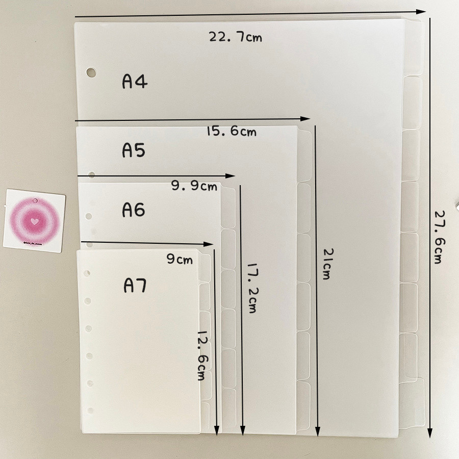 

A4/A5/A6/A7 Ring Seperator Pages 6/8 Sheets Binder Devider Pp Separator Pages Budget Book Accessory
