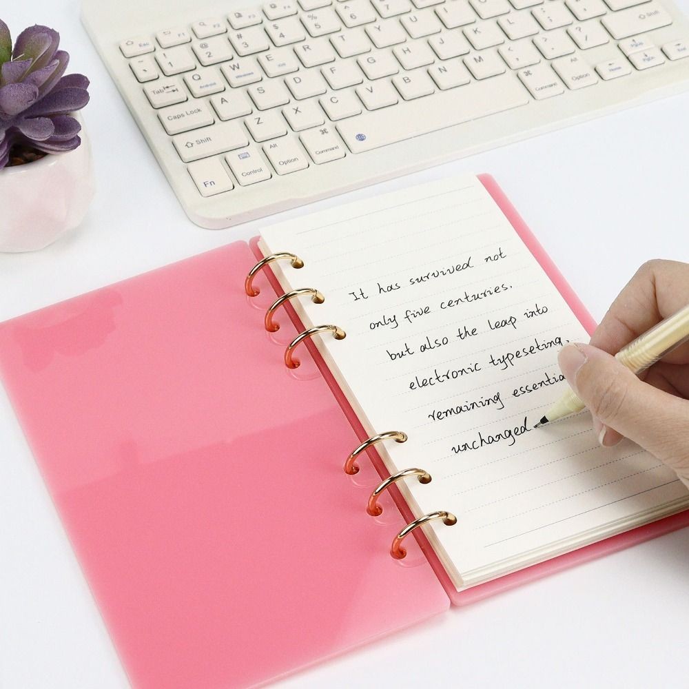 

Acrylic A6 Notebook Cover Transparent Glitter Binder Notebook Shell Office Stationery Supplies