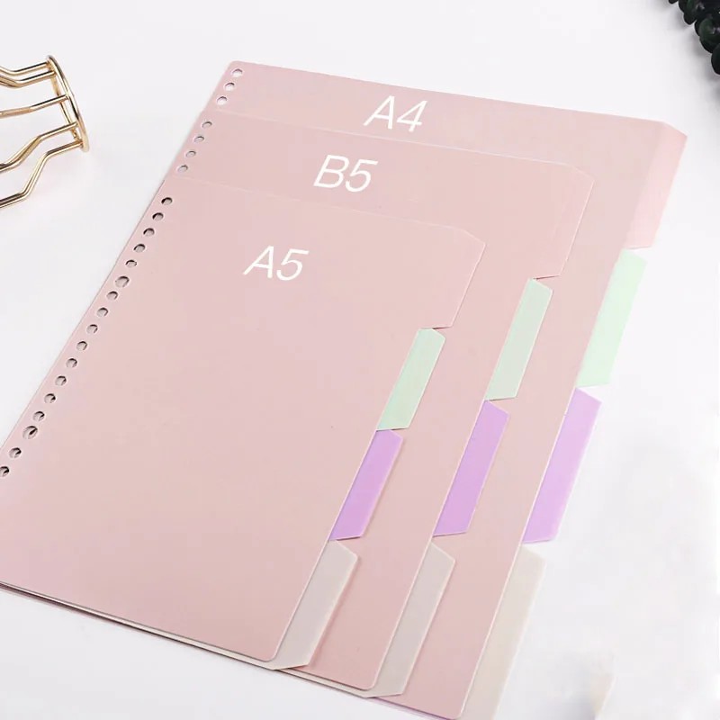 

Candy Color Dividers A4 B5 A5 Planner Index Divider Page Plastic Classification Page Tab Bookmark