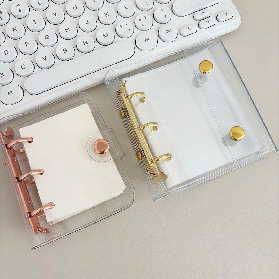 

1 Set 3 Holes Binder Notebook, Loose Leaf Collect Book, 60 Sheets Refill Papers, Rose/Gold Cover