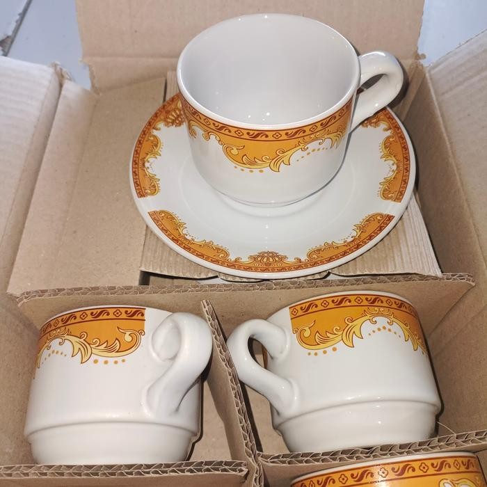 cup saucer set isi 12 pcs/cangkir kerak/cangkir kopi