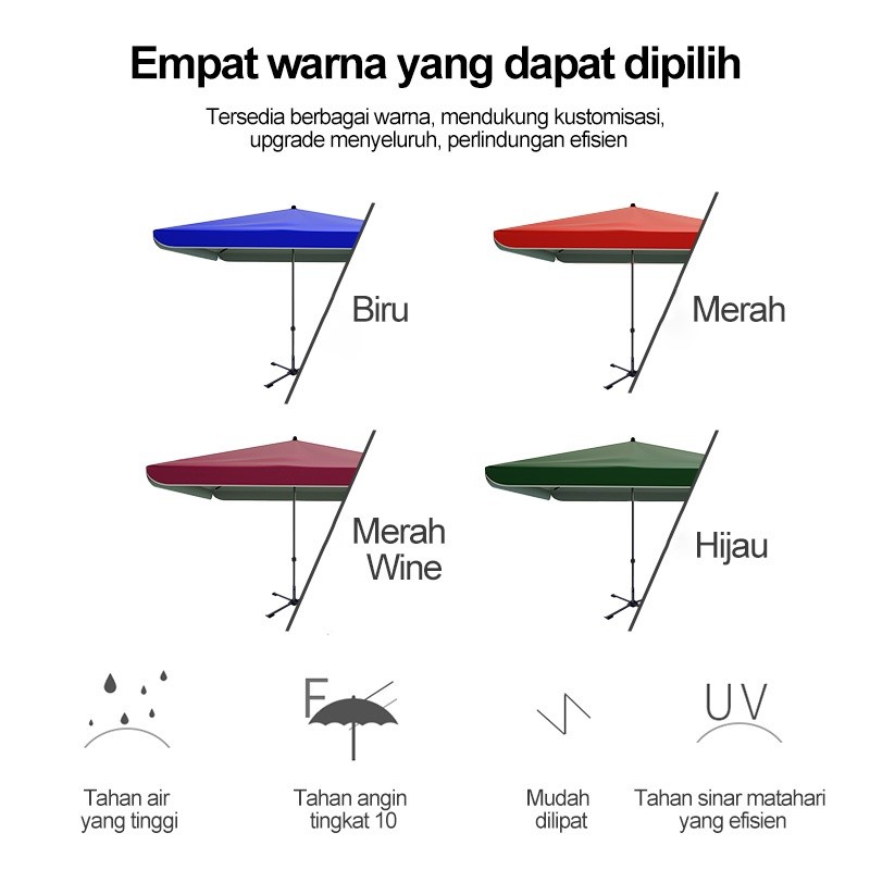 Payung teduh ukuran besar, payung outdoor anti UV untuk berjualan, payung iklan, payung komersial