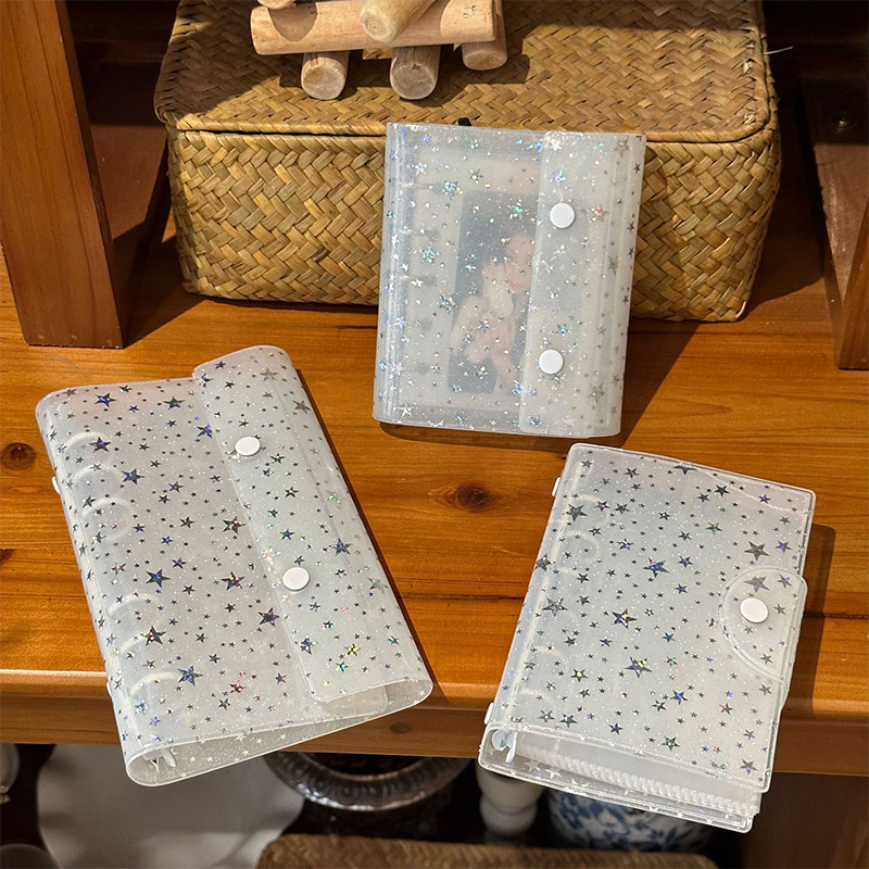 

Simple Durable Transparent Star Loose Leaf Binder Cover Journal Sketchbook Diary Office Supplies
