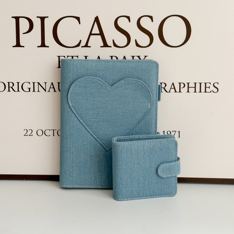 

A5 A8 Blue Denim Fabric With Love Diy Binder Cover Notebook Cover Diary Agenda Planning Paper Cover