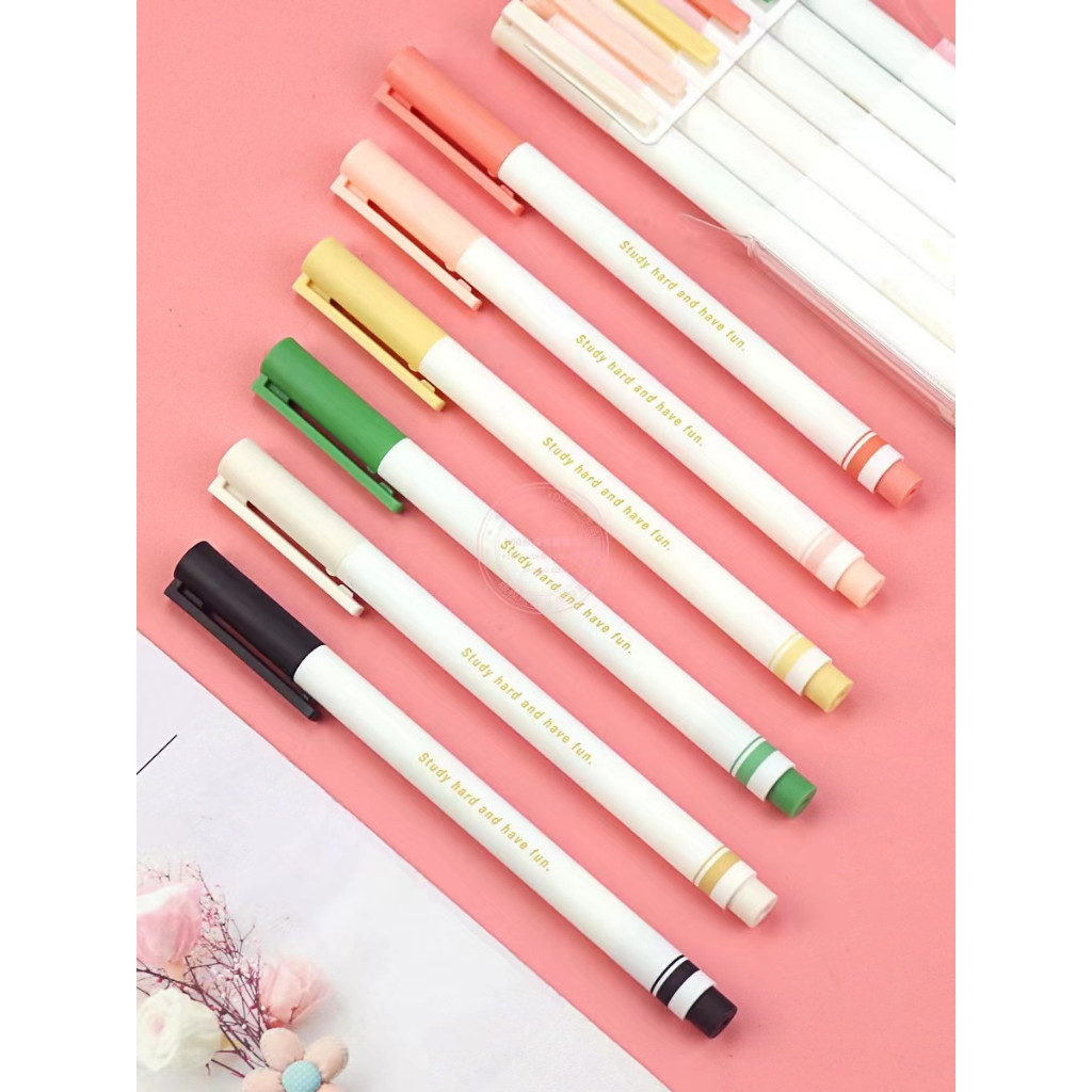 

M&G Retro color Gel Pen 6 Warna set 0.5mm 6pcs pink hitam green brown yellow dan red