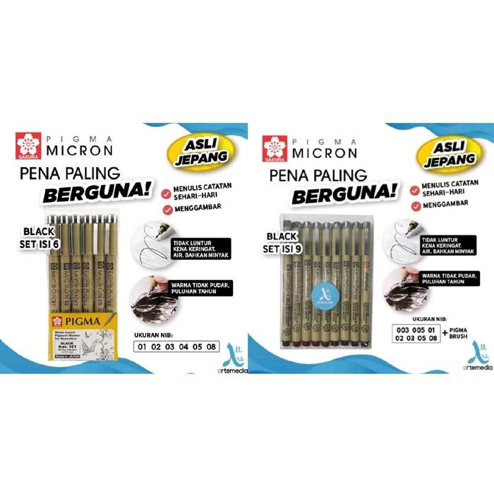 

Sakura Pigma Micron Black Pigment Drawing Pen Set 6 9 Spidol Pulpen Gambar #Gratisongkir