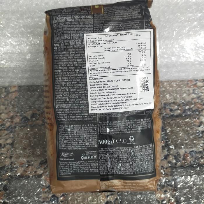 

Kualitas No1 La Molisana Pasta Spiral Buckwheat Gandum 500Gr