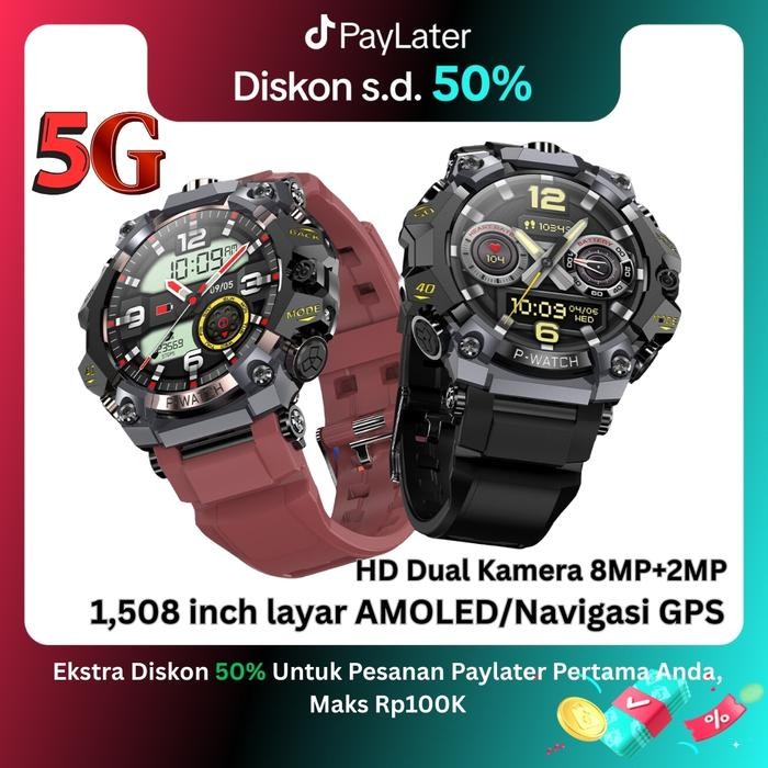 New IP68 Smartwatch Android 5G 4GB+64GB Bisa Sim Card Menelepon Play Dual Kamera WIFI Hotspot,