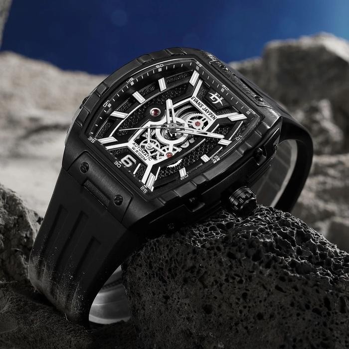 Buy 1 Get 1 jam tangan  Evans Jayden Jam Tangan Pria 9610 Rubber Automatic Movement Silicon Kaca