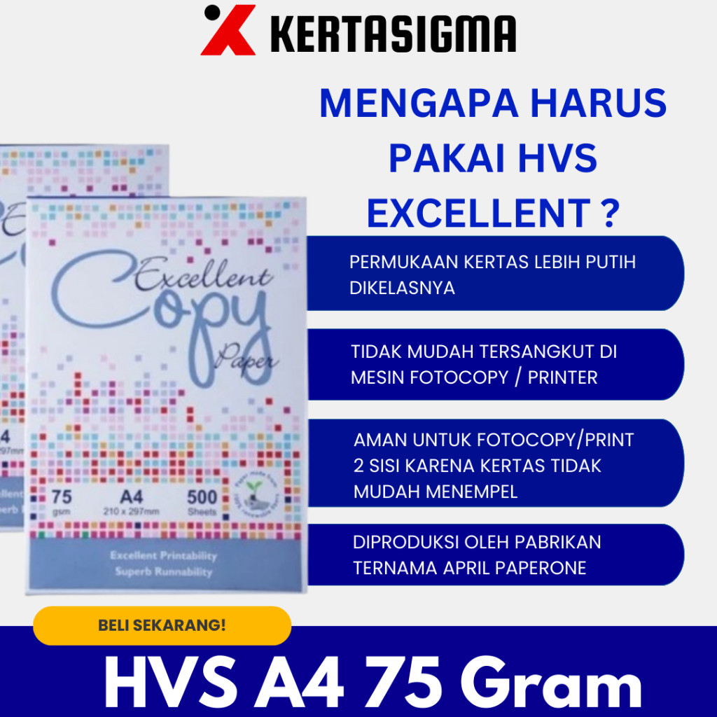 

Kertas FotoCopy Foto Kopi Fopi Print Hvs A4 75Gr 70Gr Bmo Paperone