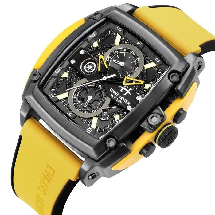 Evans Jayden Jam Tangan Pria 9553 Rubber Silicon Kaca Sapphire Chronograph Water Resistant 5 ATM